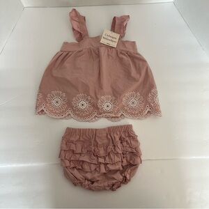 Catherine Malandrino Pink Ruffle Bloomers & Embroidered Top Set - Kids